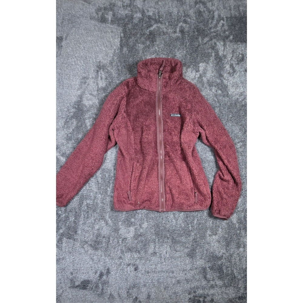 Columbia Fleece‎ Jacket Womens Burgundy Full Zip Funnel Neck Warm Cozy Small